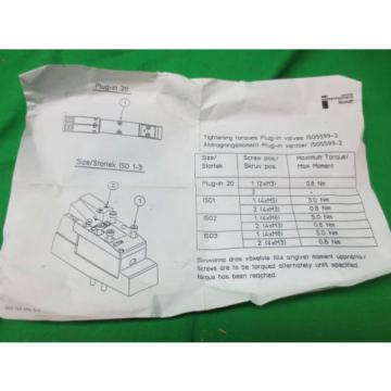 MANNESMANN China Germany REXROTH PLUG-IN 20 VALVE 261-108-120-0 ASSEMBLY NEW