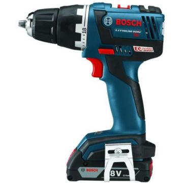 Bosch Li-Ion Drill/Driver Cordless Power Tool Kit 1/2in 18V Keyless BLUE L-Boxx