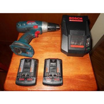 Bosch 18 volt lithium drill set w/2 batts, 30 minute peak charger and hard case