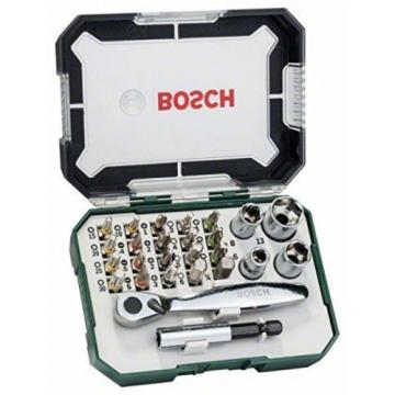 Bosch Screwdriver Colour Coded Bit and Compact Ratchet 26 Pieces Set Storage Box