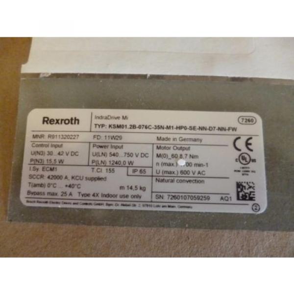 REXROTH Greece Egypt INDRADRIVE MI  KSM01.2B-076C-35N-M1-HP0-SE-NN-D7-NN-FW SERVO MOTOR #4 image