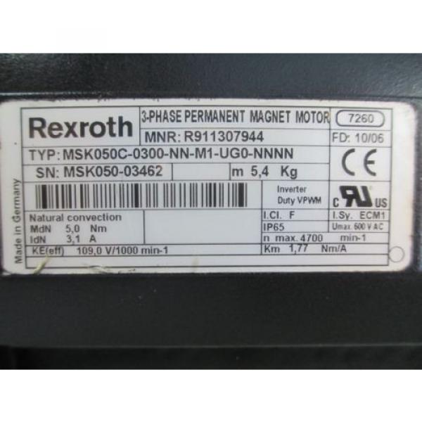 REXROTH Italy Greece AC SERVO MOTOR MSK050C-0300-NN-M1UG0-NNNN *REFURBISHED &amp; FULLY TESTED* #4 image