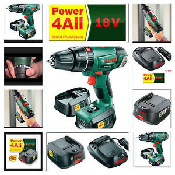 Bosch 18v Lithium-Ion Cordless Combi Drill 2 x Batteries + Charger PSB 1800 LI-2 #1 image